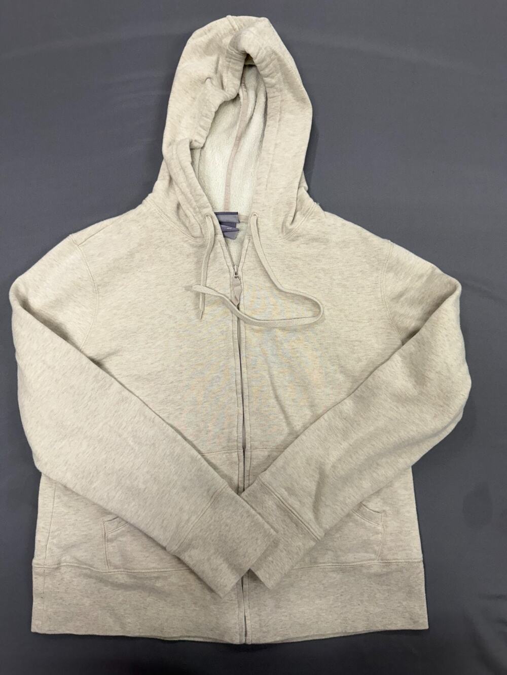 Laura Scott Women's Medium Cream Full Zip Hoodie Sweatshirt Casual Lightweight